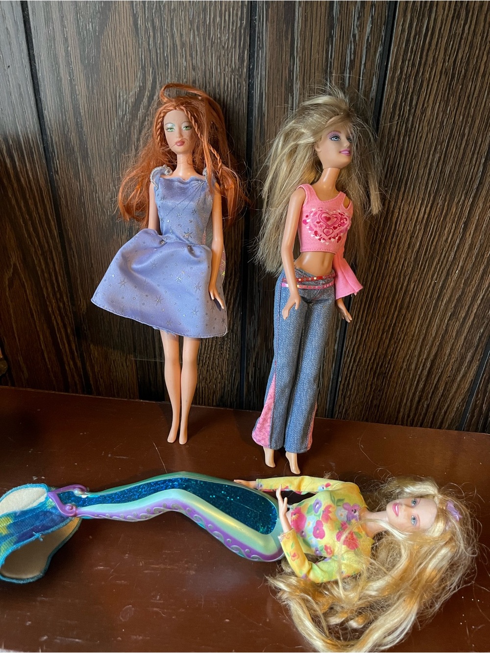 Lot of 3 - Vintage Y2K Barbie Dolls 2006-2011 Mermaid Valentine